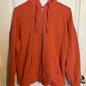 Time and Tru Orange Zip Up Sweater with Hood